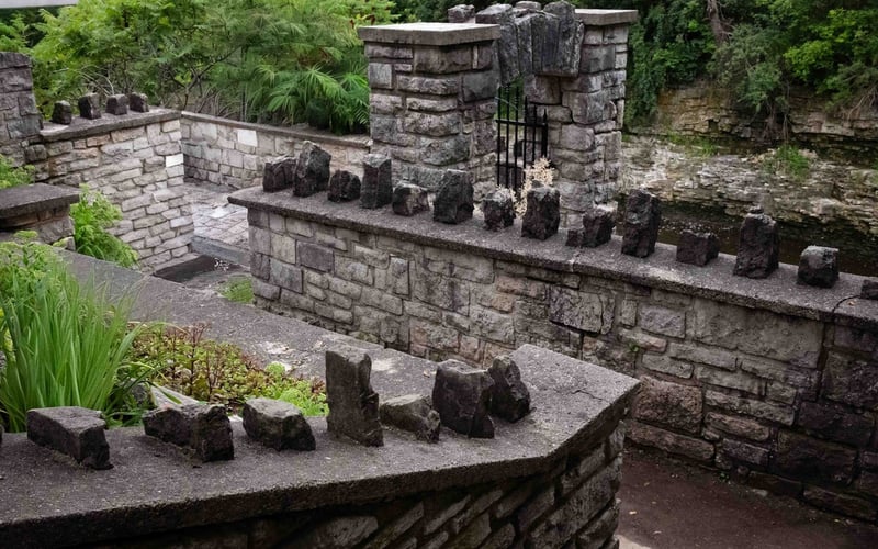 Stone ruins and walls by the Grand River, Fergus