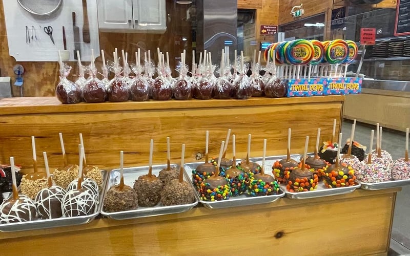 Candy apples and sweets display
